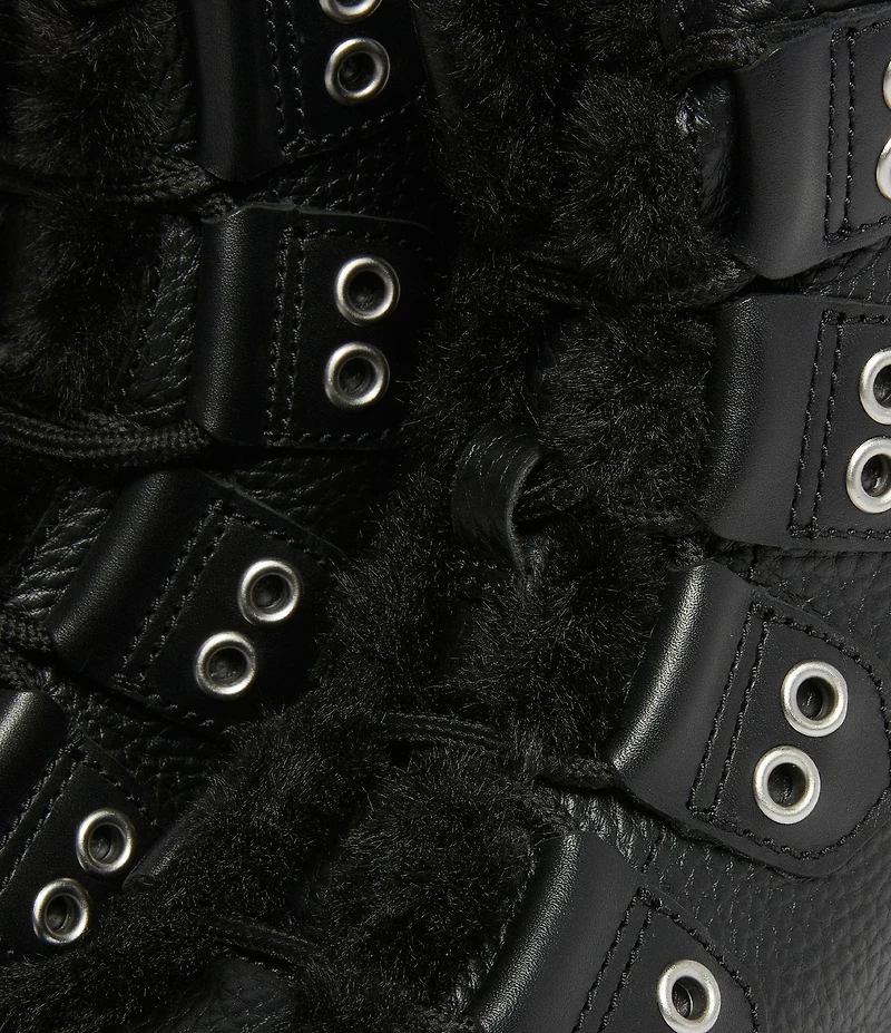 Dr. Martens Women's 1460 Faux Fur Lined Leather Grommet Hardware Lace Up Boots