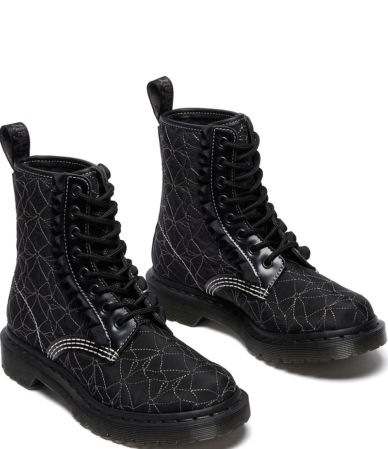 Dr. Martens Women's 1460 Frill Bow Stitched Fabric Combat Booties