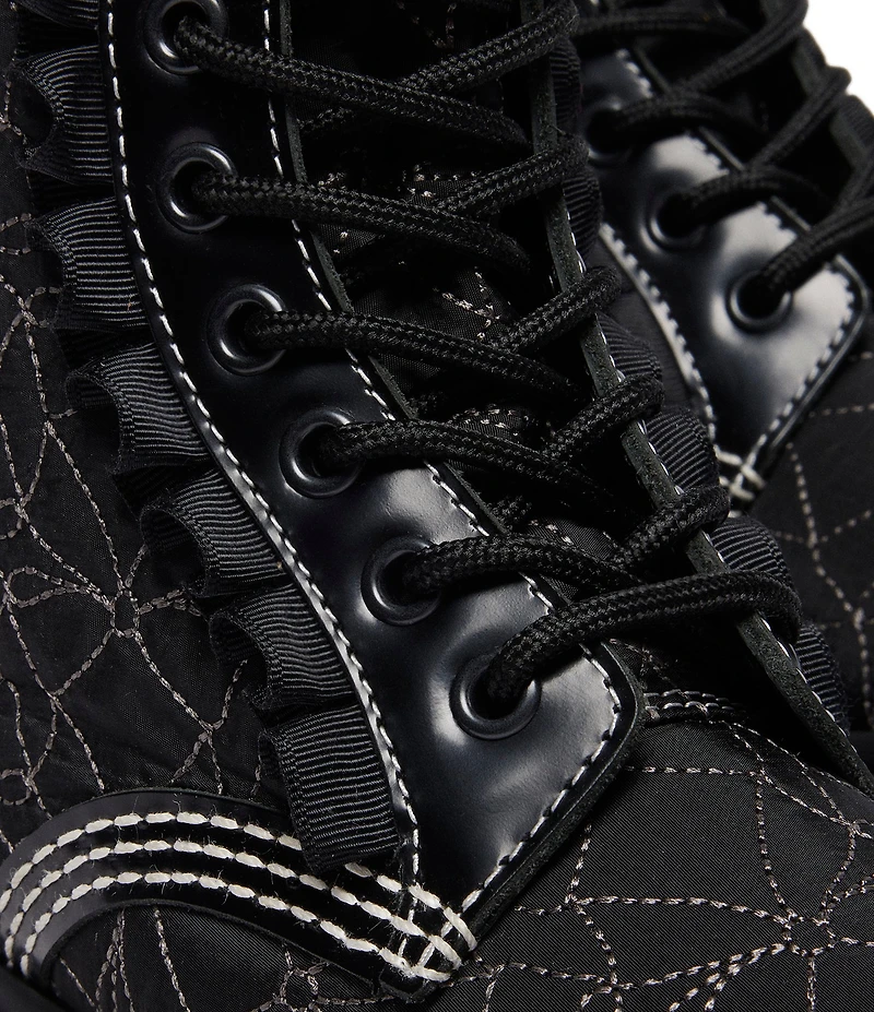 Dr. Martens Women's 1460 Frill Bow Stitched Fabric Combat Booties