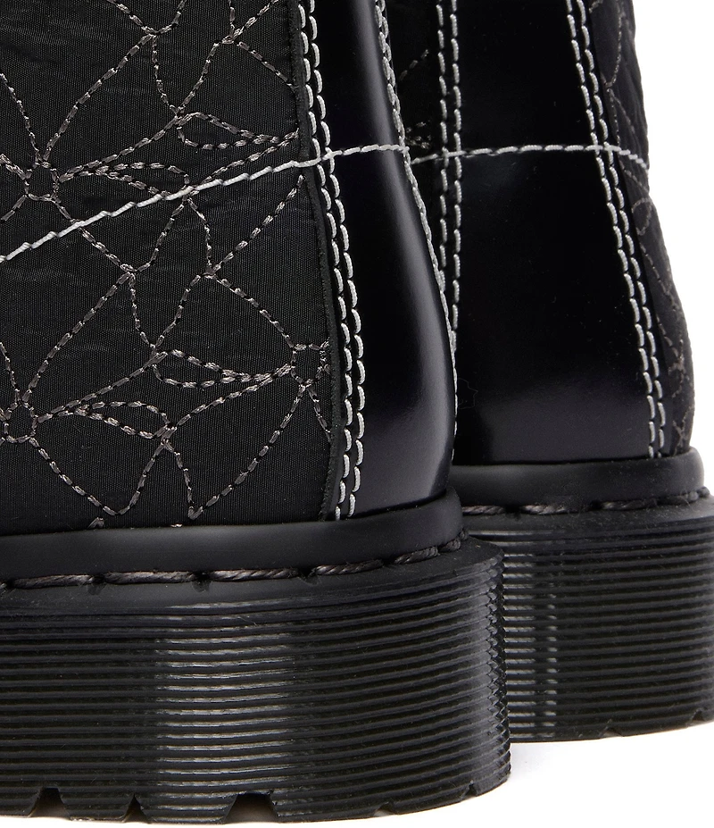 Dr. Martens Women's 1460 Frill Bow Stitched Fabric Combat Booties