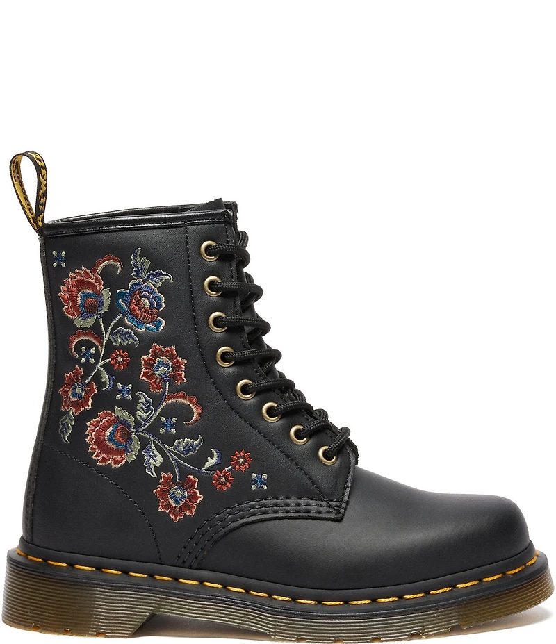 Dr. Martens Women's 1460 Vonda Floral Stitched Leather Combat Booties