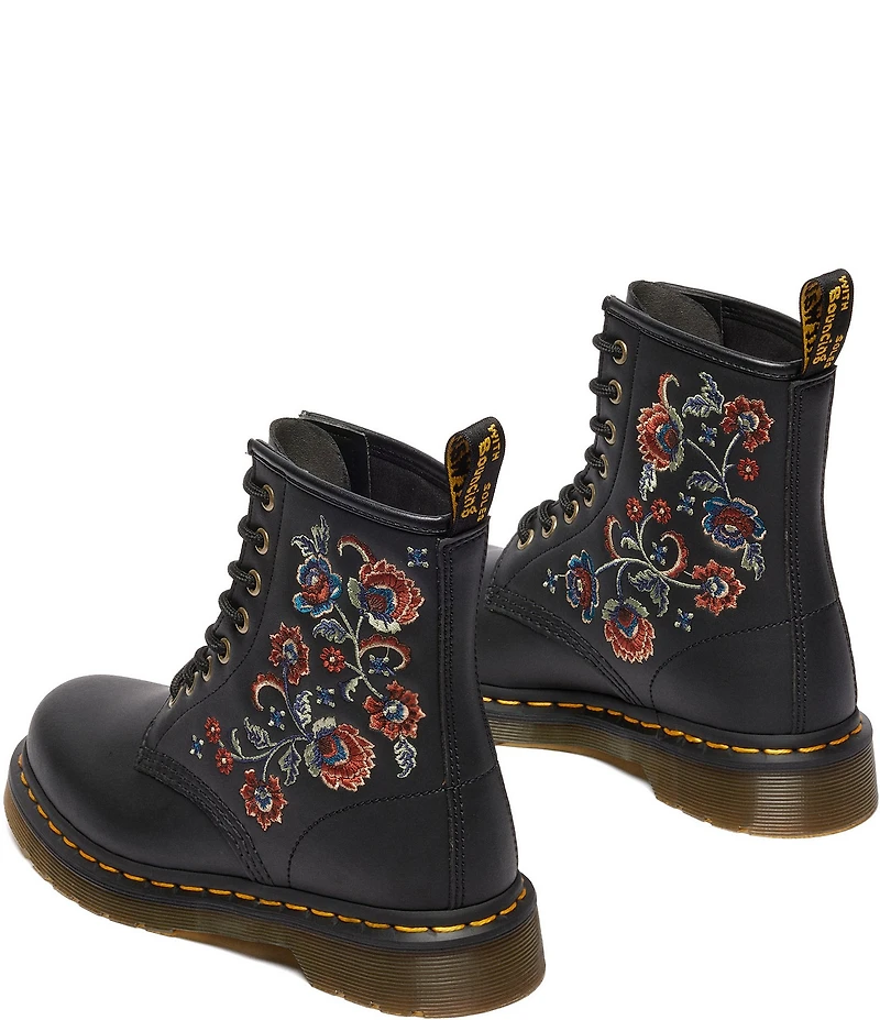 Dr. Martens Women's 1460 Vonda Floral Stitched Leather Combat Booties