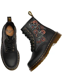 Dr. Martens Women's 1460 Vonda Floral Stitched Leather Combat Booties
