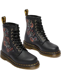 Dr. Martens Women's 1460 Vonda Floral Stitched Leather Combat Booties