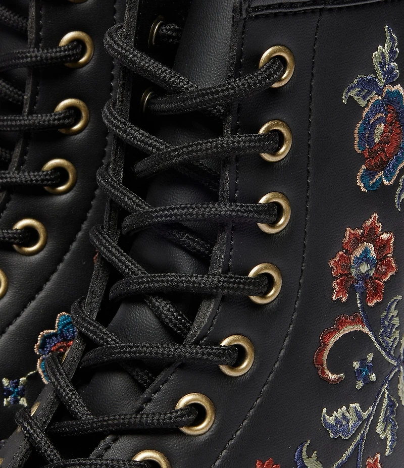 Dr. Martens Women's 1460 Vonda Floral Stitched Leather Combat Booties