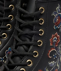 Dr. Martens Women's 1460 Vonda Floral Stitched Leather Combat Booties