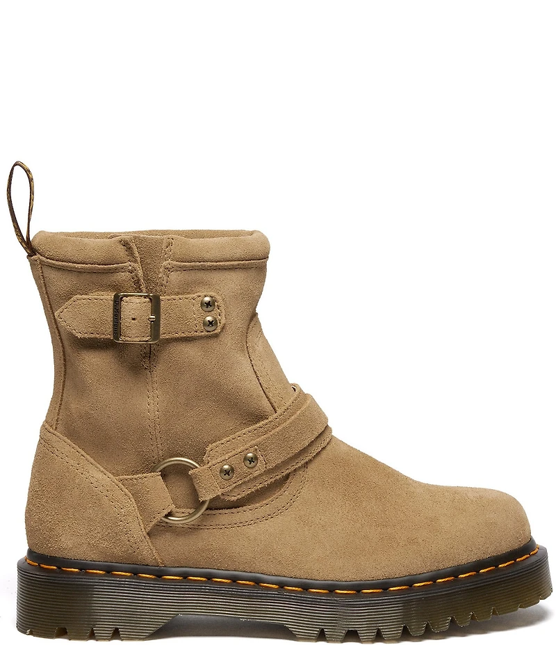 Dr. Martens Women's Anistone Suede O-Ring Harness Hardware Biker Booties