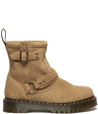 Dr. Martens Women's Anistone Suede O-Ring Harness Hardware Biker Booties