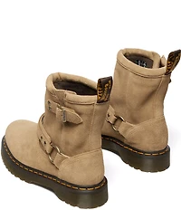 Dr. Martens Women's Anistone Suede O-Ring Harness Hardware Biker Booties