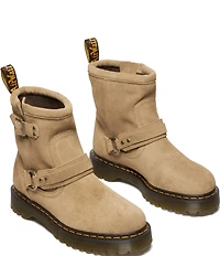 Dr. Martens Women's Anistone Suede O-Ring Harness Hardware Biker Booties