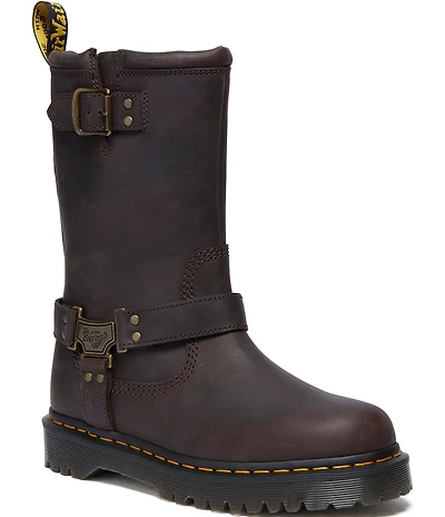 Dr. Martens Women's Anistone Hi Biker Oiled Leather Mid Calf Boots
