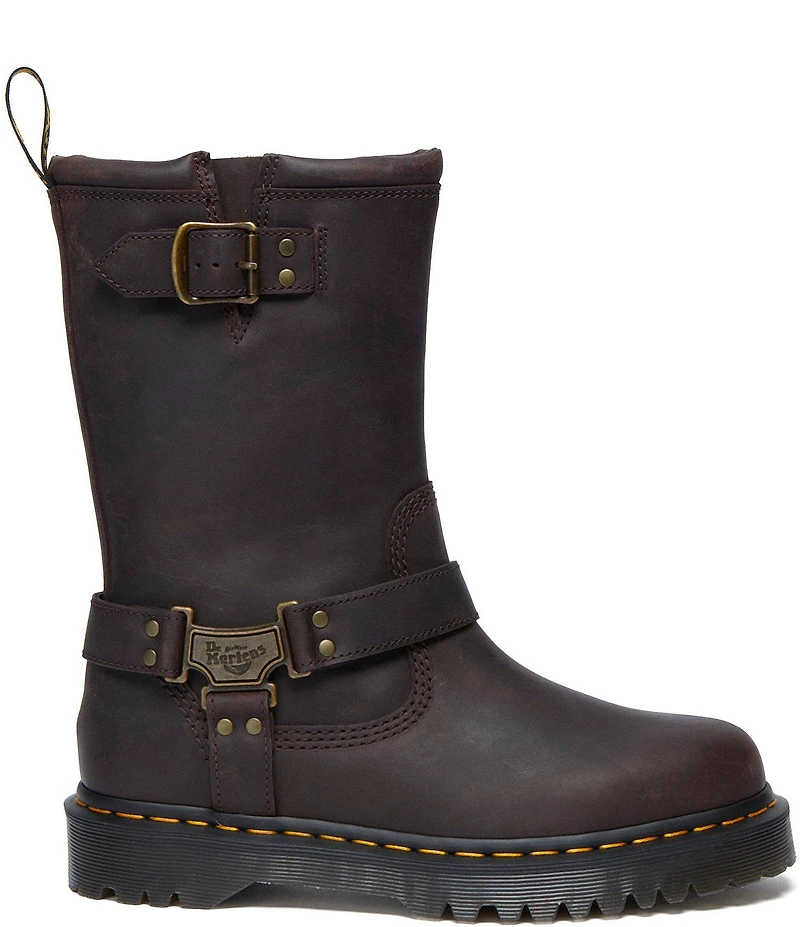 Dr. Martens Women's Anistone Hi Biker Oiled Leather Mid Calf Boots