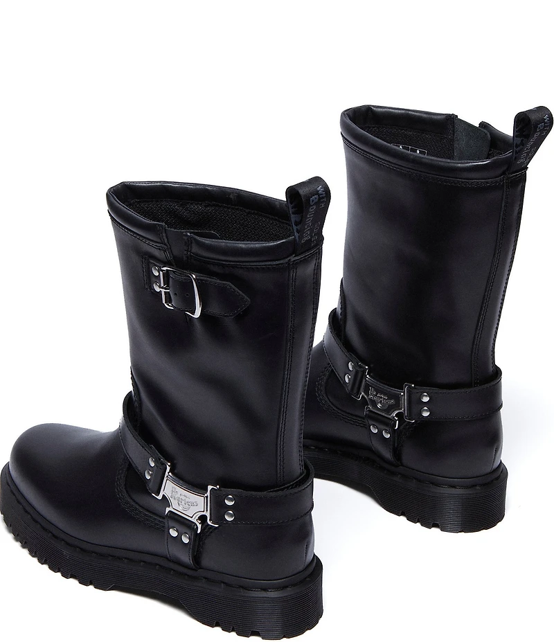Dr. Martens Women's Anistone Hi Biker Leather Mid Calf Boots