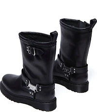 Dr. Martens Women's Anistone Hi Biker Leather Mid Calf Boots