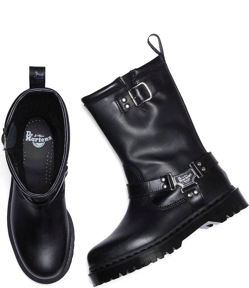 Dr. Martens Women's Anistone Hi Biker Leather Mid Calf Boots