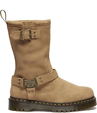 Dr. Martens Women's Anistone Hi Suede Biker Hardware Detail Mid Calf Boots