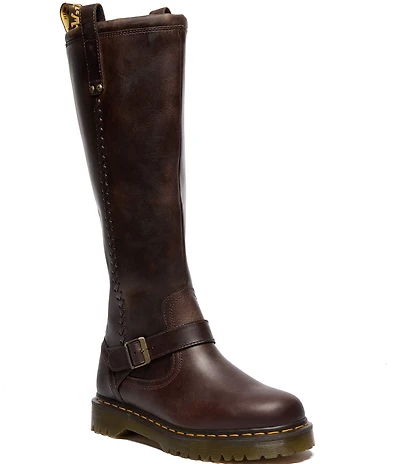 Dr. Martens Women's Anistone Knee High Biker Leather Boots