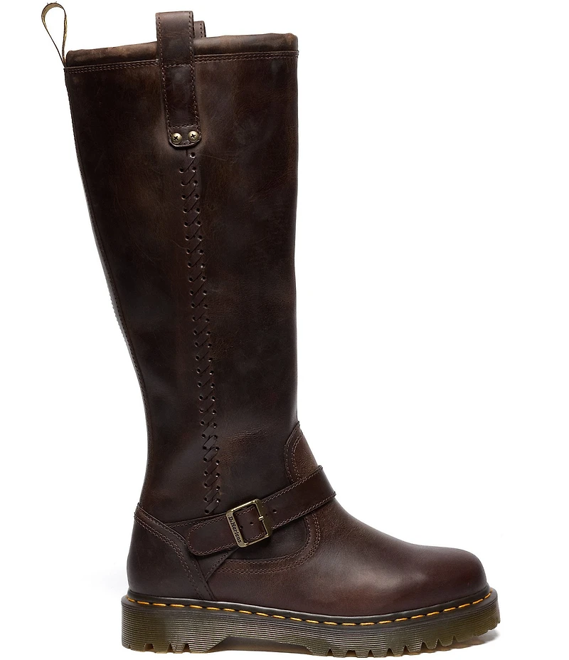 Dr. Martens Women's Anistone Knee High Biker Leather Boots