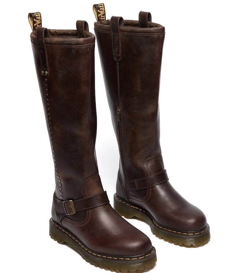 Dr. Martens Women's Anistone Knee High Biker Leather Boots