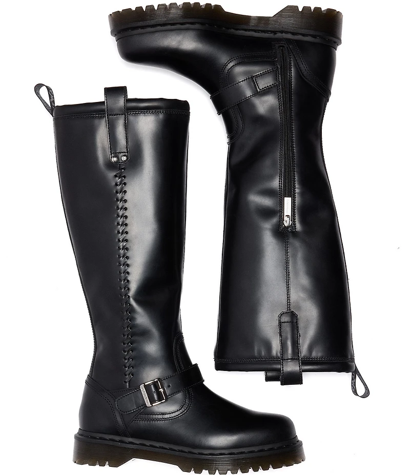 Dr. Martens Women's Anistone Leather Buckle Hardware Knee Hi Boots