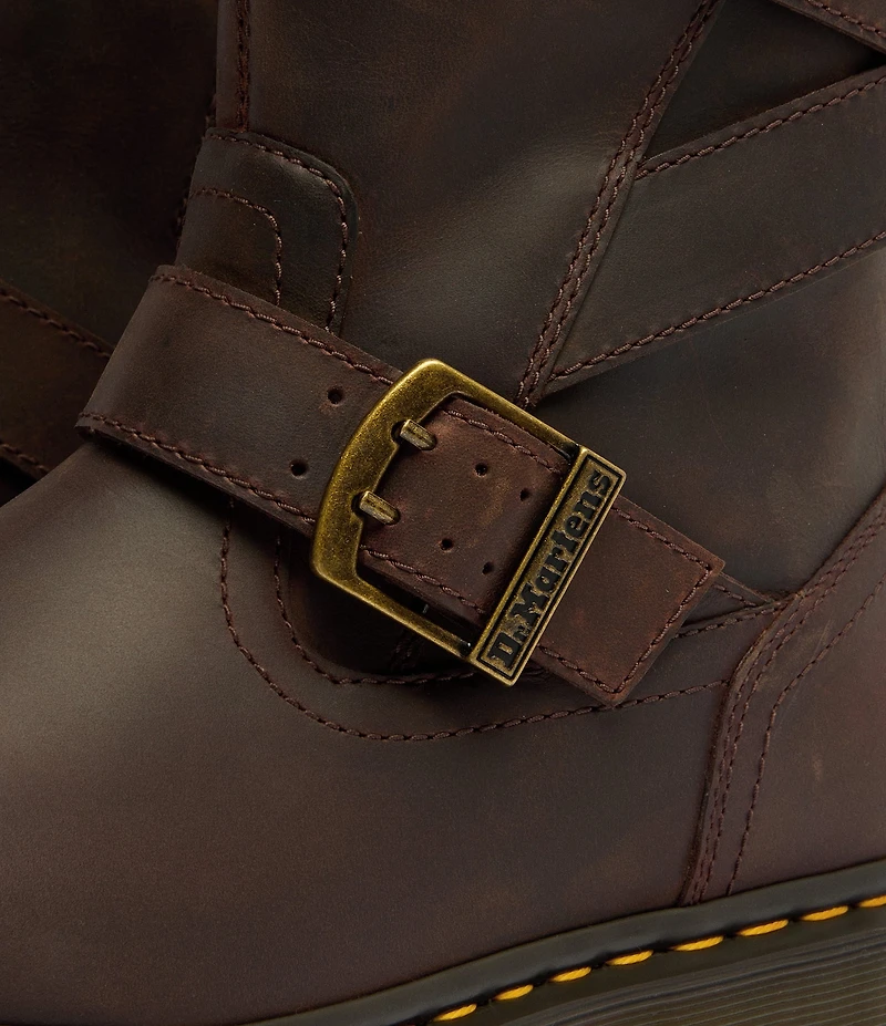 Dr. Martens Women's Anistone Strap Crazy Horse Leather Moto Boots