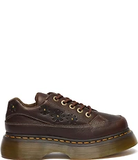 Dr. Martens Women's Buzz 5-Eye Grizzly Leather Flower Studded Platform Oxfords