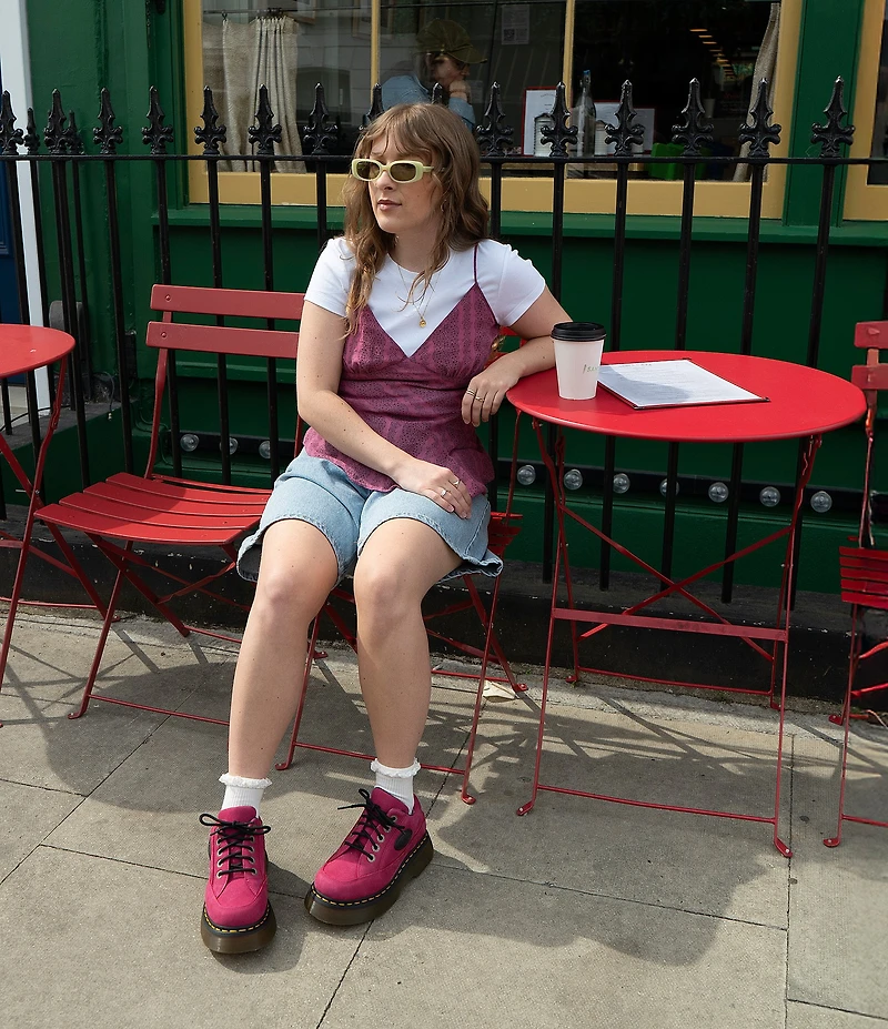 Dr. Martens Women's Buzz 5-Eye Milled Nubuck Platform Oxfords