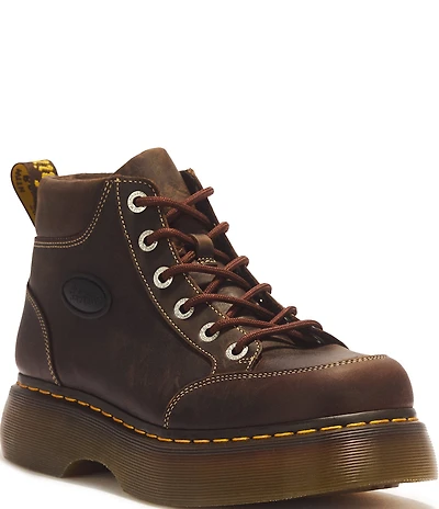 Dr. Martens Women's Buzz 6-Eye Crazy Horse Leather Platform Booties
