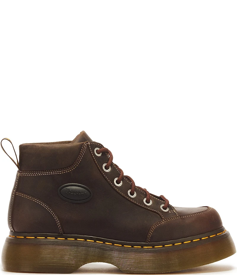 Dr. Martens Women's Buzz 6-Eye Crazy Horse Leather Platform Booties