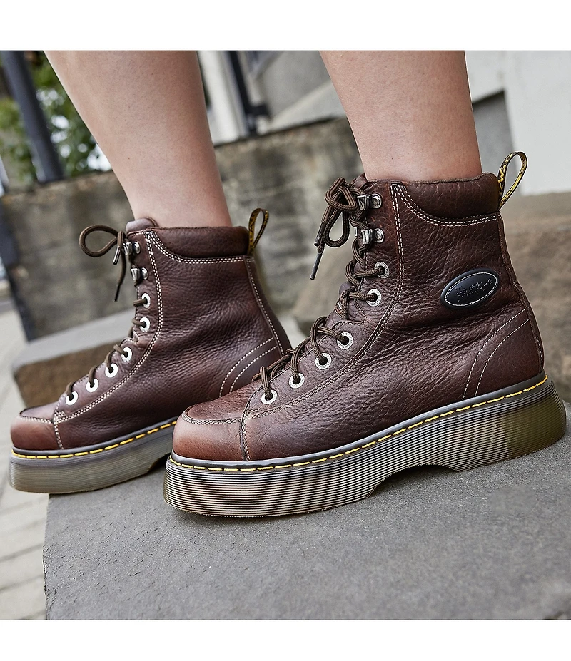 Dr. Martens Women's Buzz 8i Grizzly Leather Platform Combat Boots