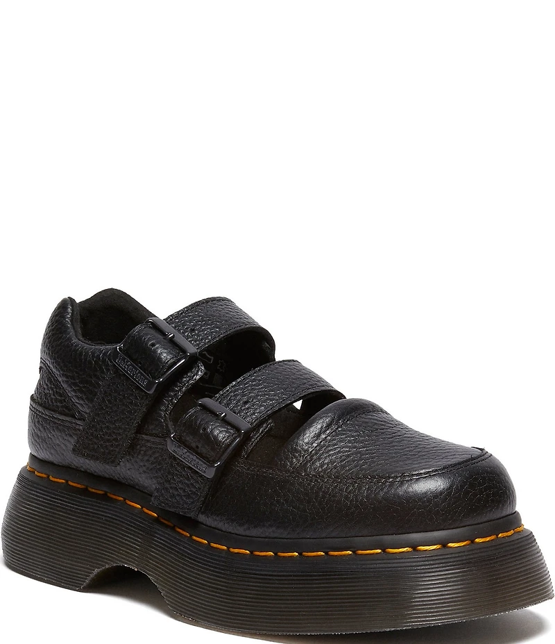Dr. Martens Women's Buzz Mary Jane Leather Double Strap Platform Oxfords