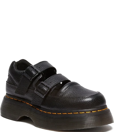 Dr. Martens Women's Buzz Mary Jane Leather Double Strap Platform Oxfords