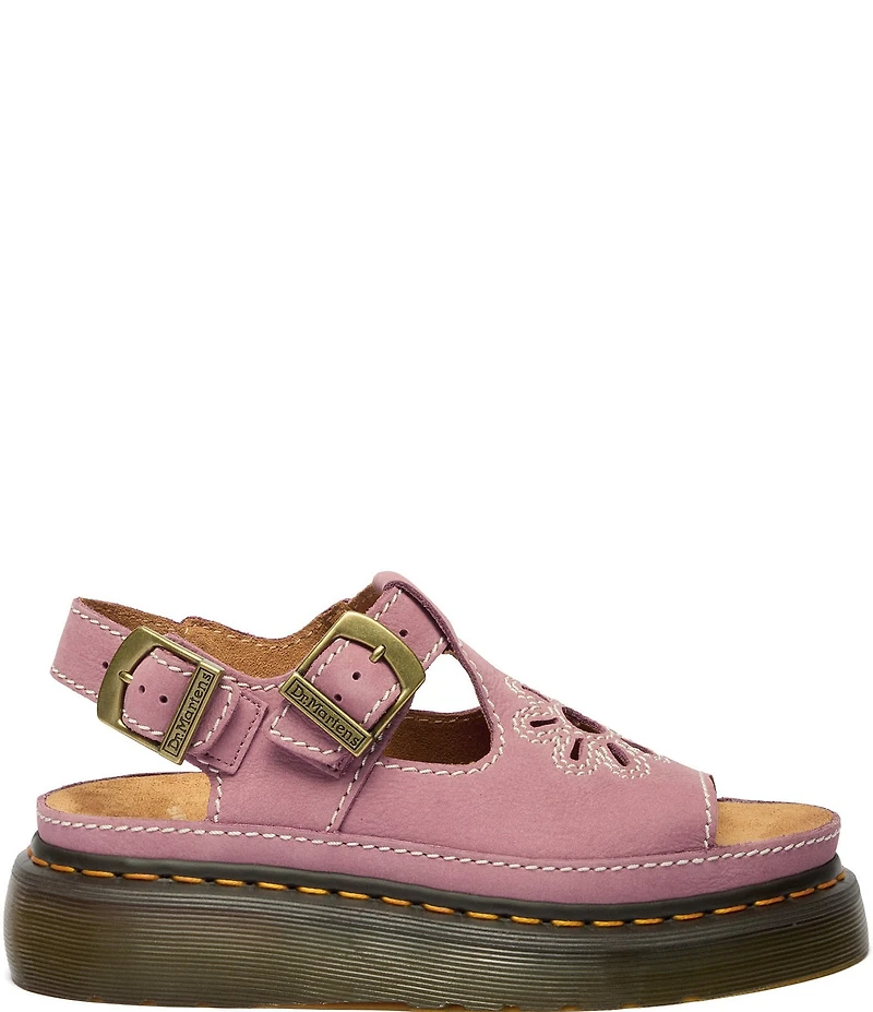 Dr. Martens Women's Dunnet Flower Cut Out Suede Platform Sandals