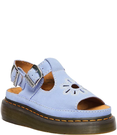 Dr. Martens Women's Dunnet Flower Cut Out Suede Platform Sandals