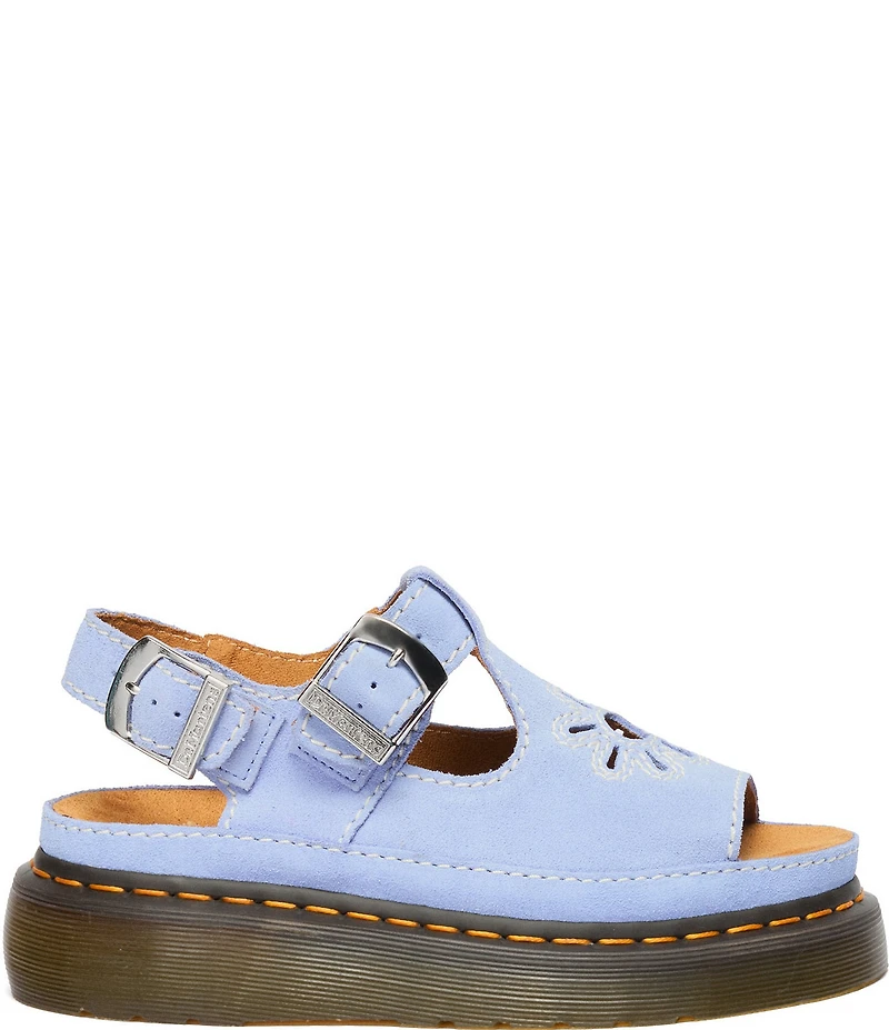 Dr. Martens Women's Dunnet Flower Cut Out Suede Platform Sandals