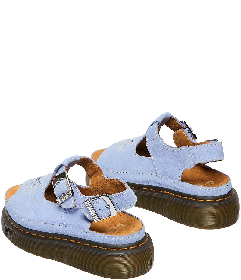 Dr. Martens Women's Dunnet Flower Cut Out Suede Platform Sandals