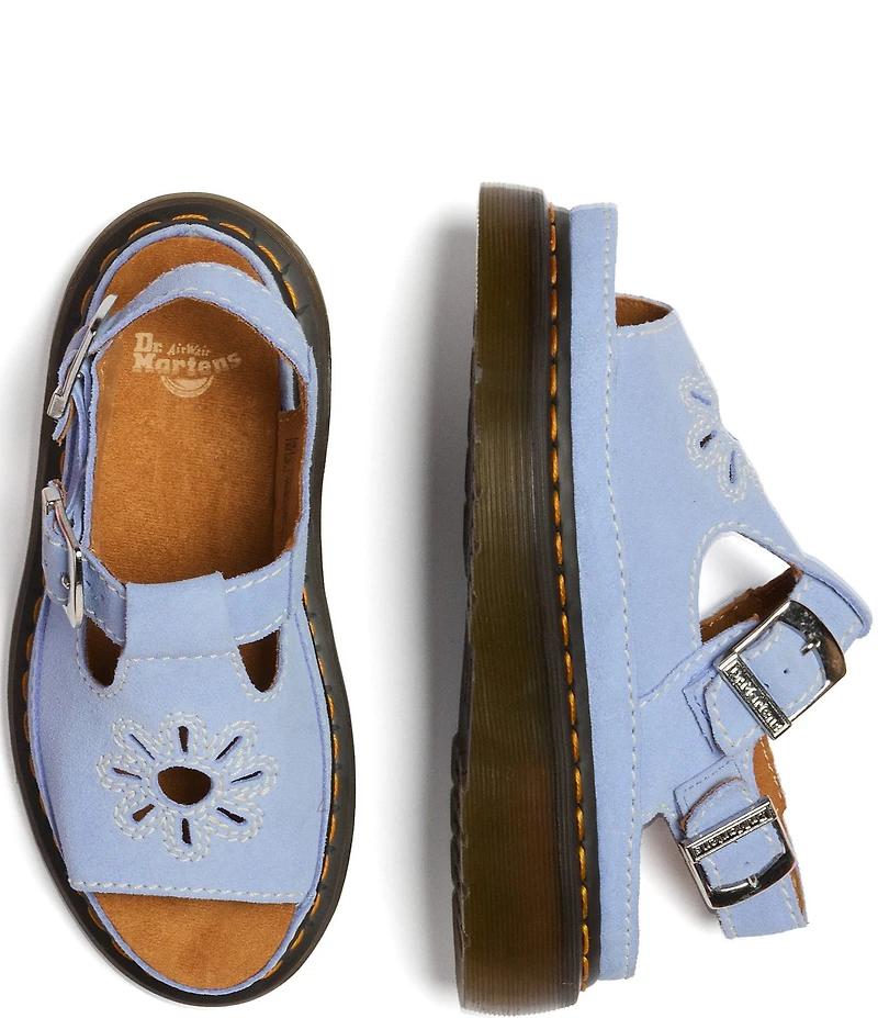Dr. Martens Women's Dunnet Flower Cut Out Suede Platform Sandals