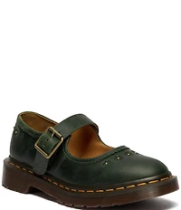 Dr. Martens Women's Crazy Horse Leather Flower Studded Mary Janes