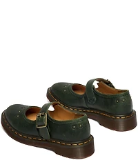 Dr. Martens Women's Crazy Horse Leather Flower Studded Mary Janes