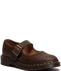 Dr. Martens Women's Crazy Horse Leather Flower Studded Mary Janes