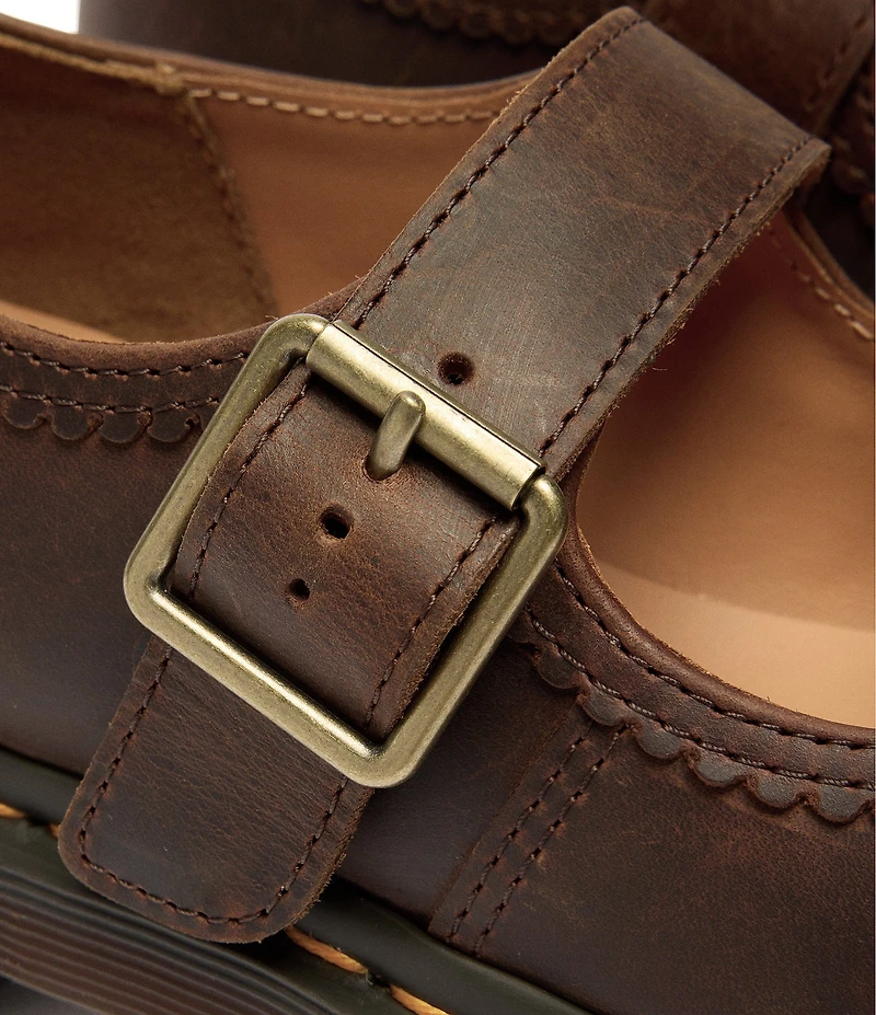 Dr. Martens Women's Crazy Horse Leather Flower Studded Mary Janes