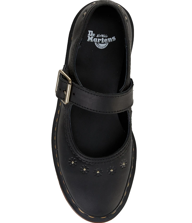 Dr. Martens Women's Crazy Horse Leather Flower Studded Mary Janes