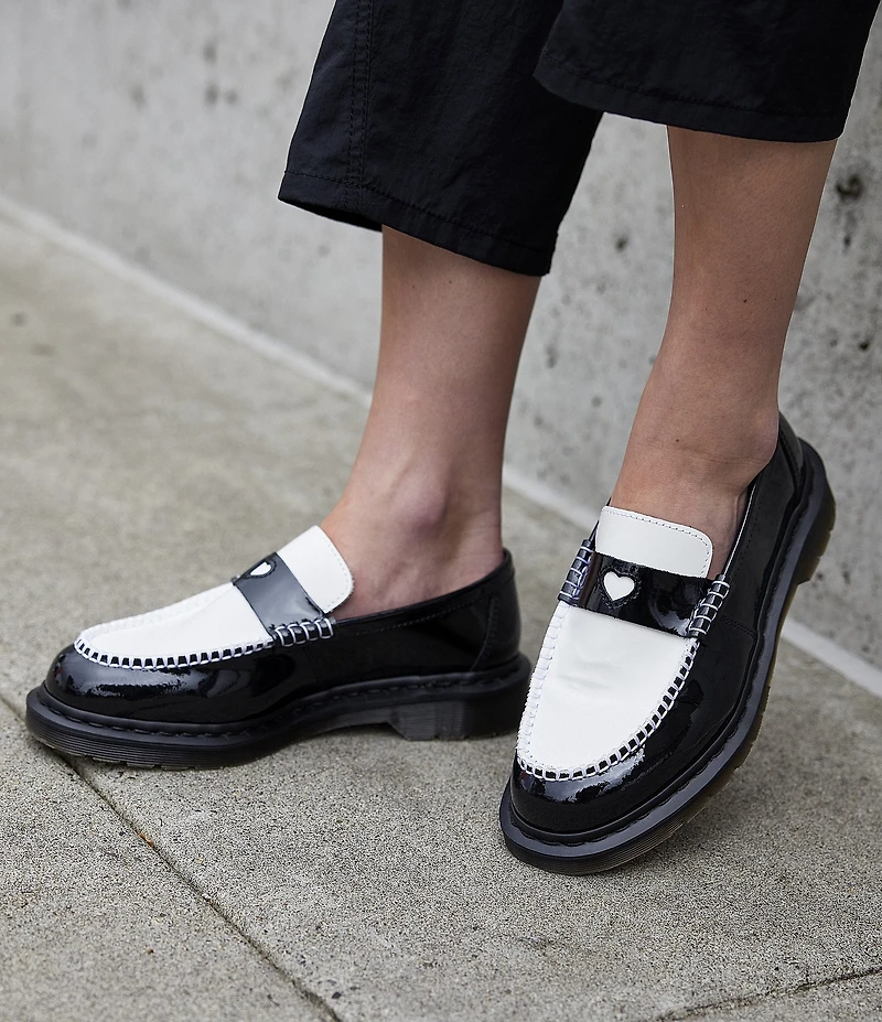 Dr. Martens Women's Penton Heart Patent Leather Penny Loafers