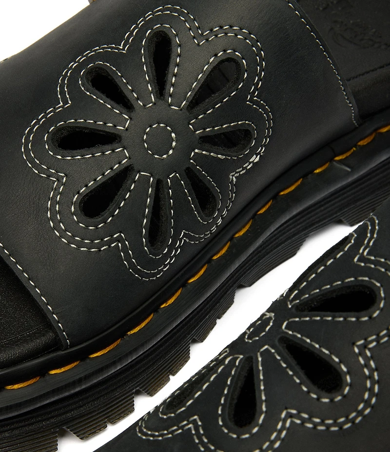 Dr. Martens Women's Zebzag Flower Cutout Platform Slides