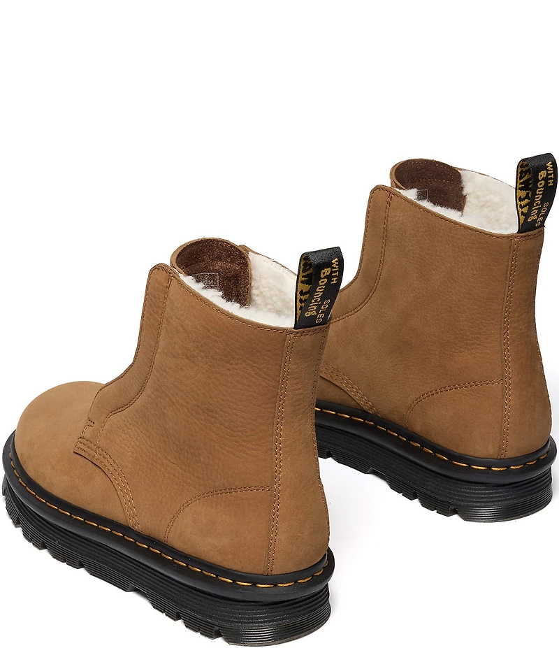 Dr. Martens Women's Zebzag Laceless Nubuck Warm Lined Platform Booties