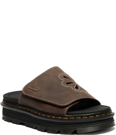 Dr. Martens Women's Zebzag Leather Flower Cut Out Platform Slide Sandals