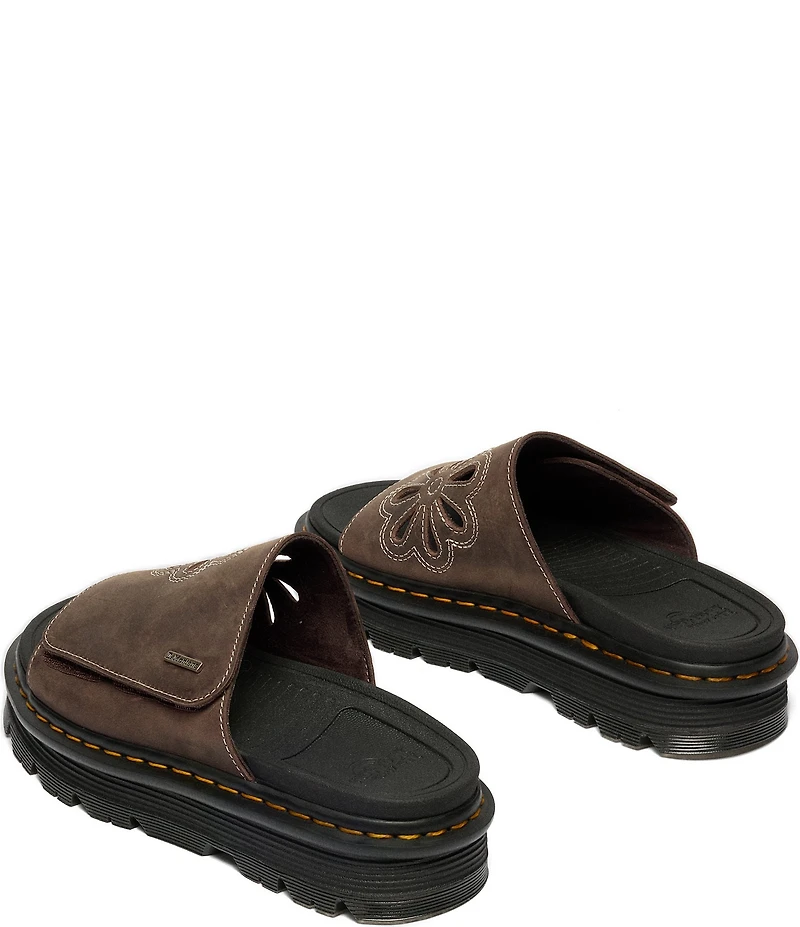 Dr. Martens Women's Zebzag Leather Flower Cut Out Platform Slide Sandals