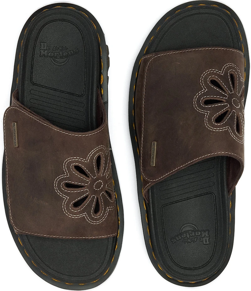 Dr. Martens Women's Zebzag Leather Flower Cut Out Platform Slide Sandals