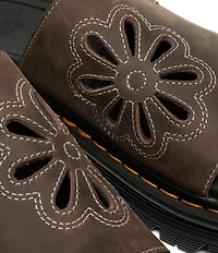 Dr. Martens Women's Zebzag Leather Flower Cut Out Platform Slide Sandals