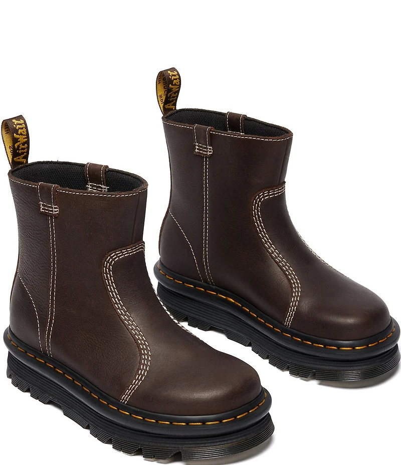 Dr. Martens Women's Zebzag Rigger Nubuck Leather Platform Booties